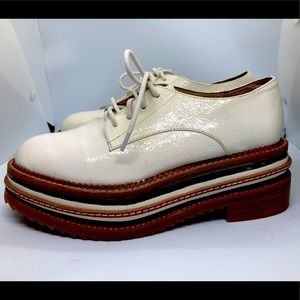 Jeffrey Campbell White Patent Leather Platform Oxford sz 7.5
